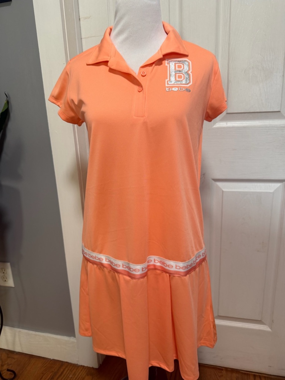 bebe Peach Short-Sleeve Polo Drop-Waist Dress